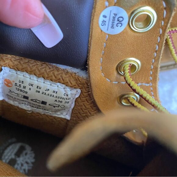 Timberland Premium leather 6 inch waterproof lace up boots wheat 5.5 - Picture 9 of 9